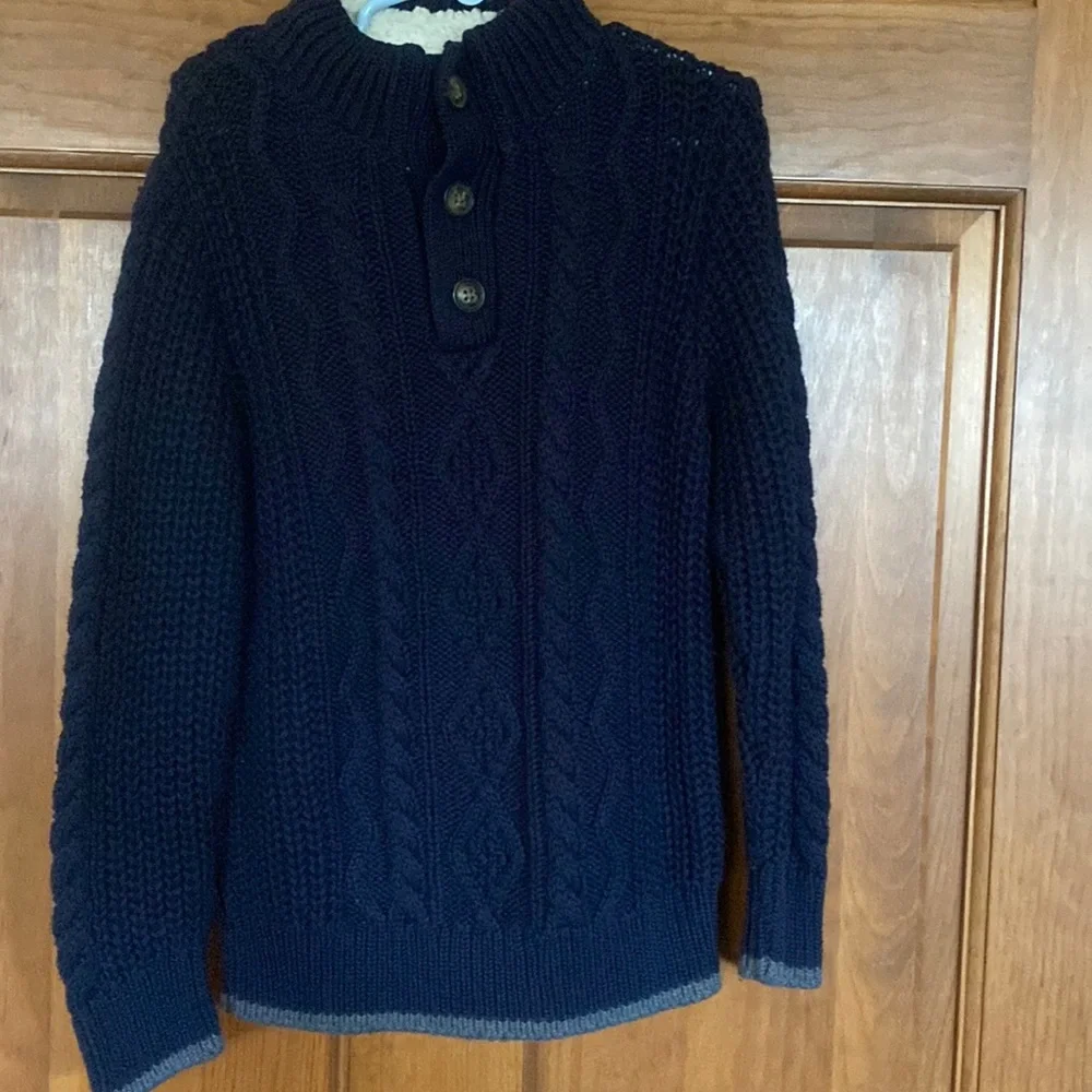 NWT GAP 5t blue cable sweater with fuzzy collar